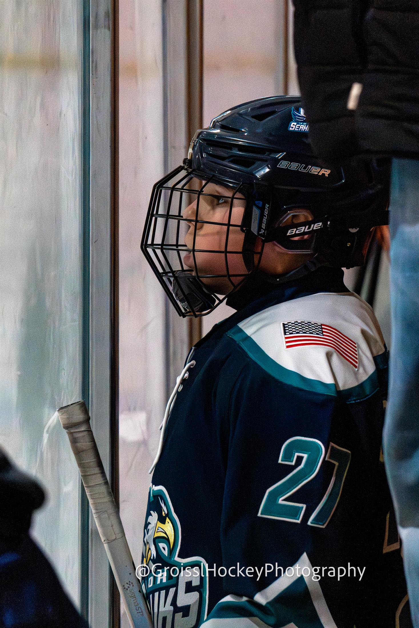 Close rink-side hockey detail shot