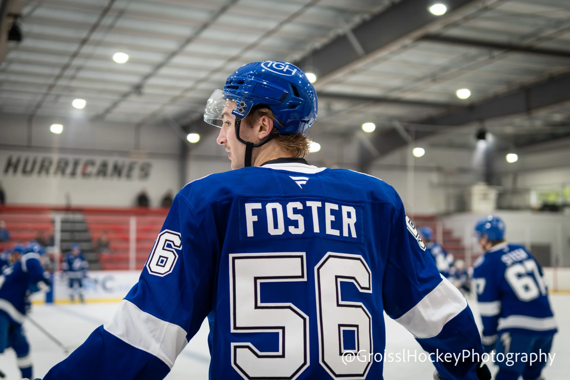 Aiden Foster on the ice during the 2026 NHL Prospects Showcase